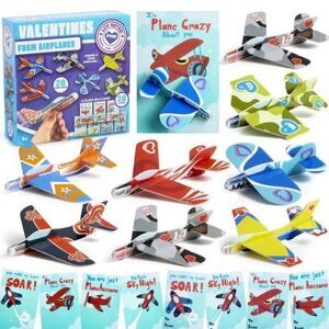 Valentines Day Gifts Cards, Valentine's Greeting Cards for Kids with Foam Plane